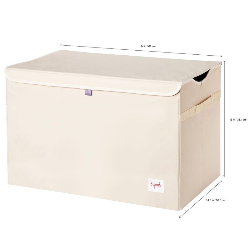3 Sprouts Large Toy Chest for Kids with Lid and Handles - Collapsible Toy Storage Bin/Trunk/Box/Basket Organizer for Boys & Girls Playroom, Nursery, Sheep - Image 2
